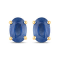 14K Solid Gold Blue Sapphire Stud Earrings — 0.96ct