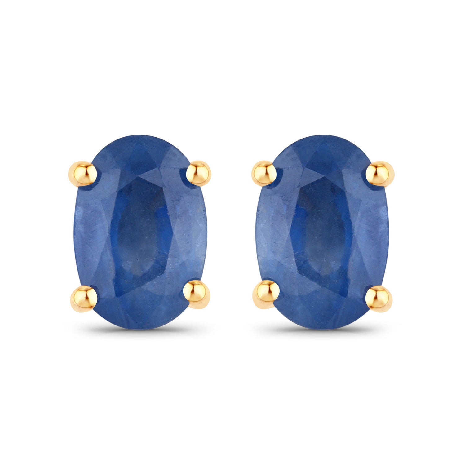 14K Solid Gold Blue Sapphire Stud Earrings — 0.96ct