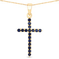 14K Solid Gold Blue Sapphire Pendant — 0.60ct