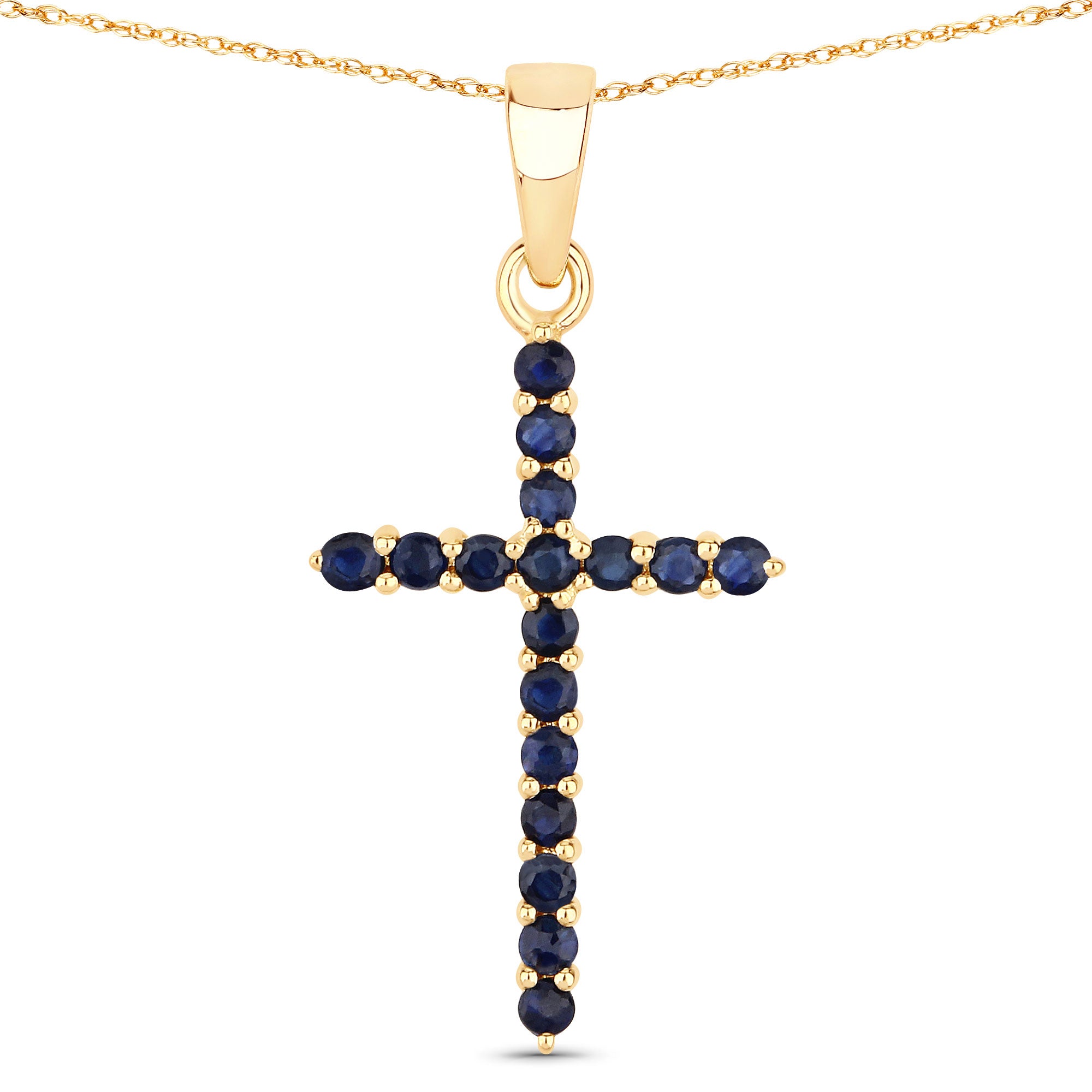 14K Solid Gold Blue Sapphire Pendant — 0.60ct