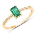 14K Solid Gold Zambian Emerald & Diamond Ring — 0.63ct