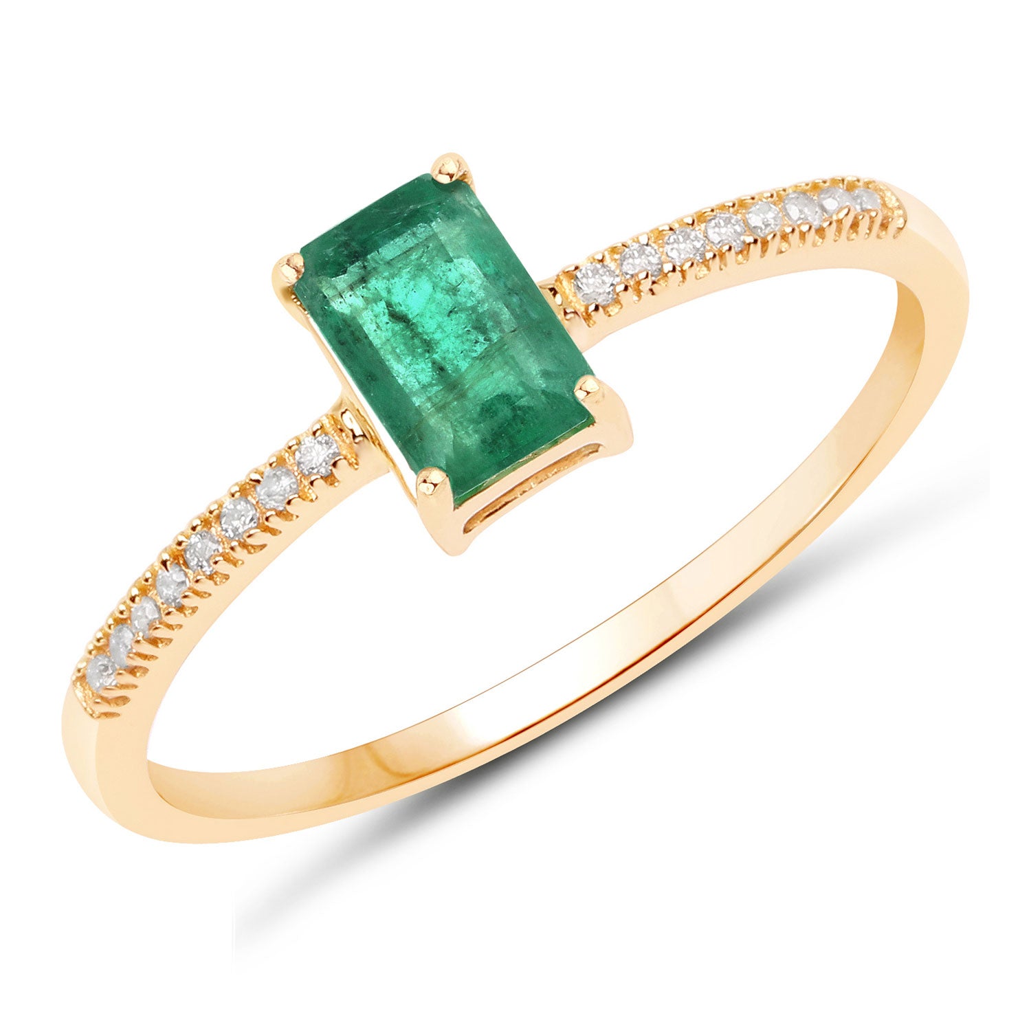 14K Solid Gold Zambian Emerald & Diamond Ring — 0.63ct