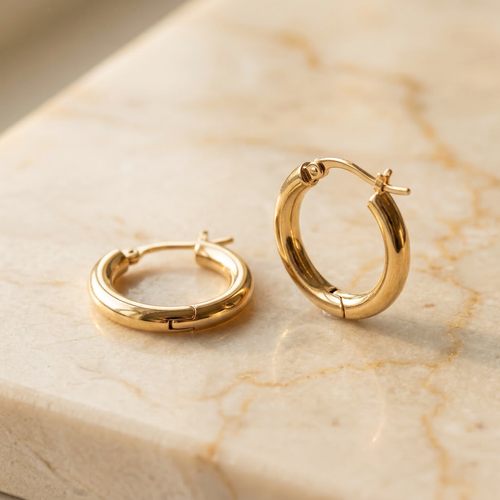 14K Solid Gold Huggie Hoops 10mm